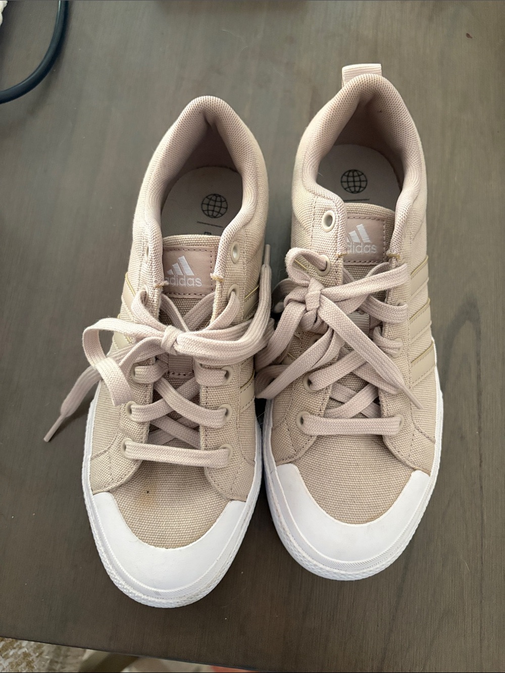 adidas Women's Light Beige Canvas Lace-Up Sneakers